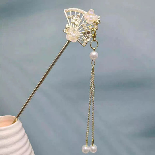 M42 Fan-shaped Tassel Hair Pin with Neo-Chinese Style
