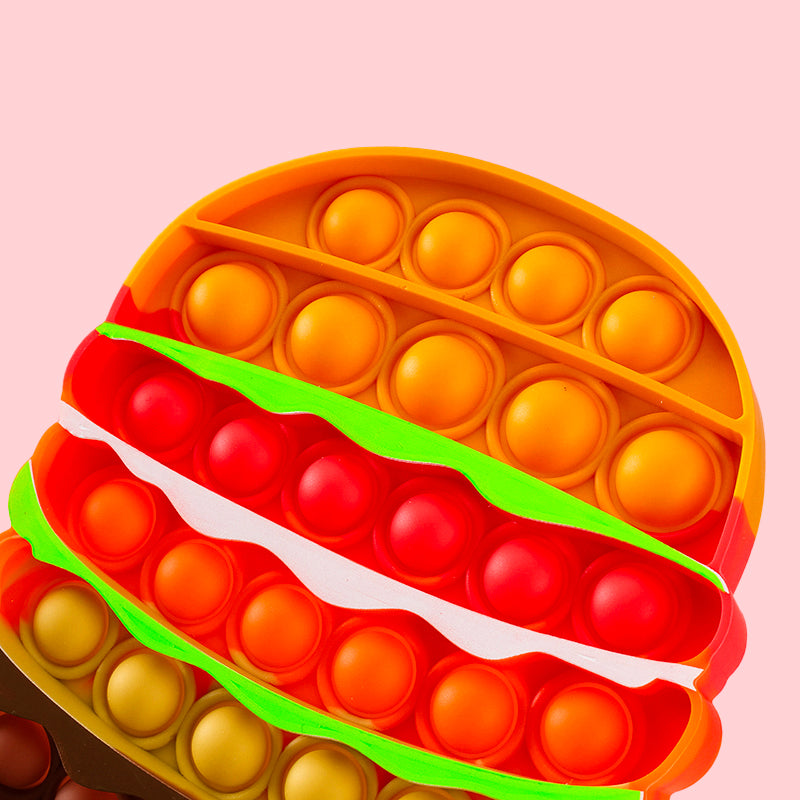 The detachable hamburger squishy toy is a popular fidget gadget for kids and teens M.08