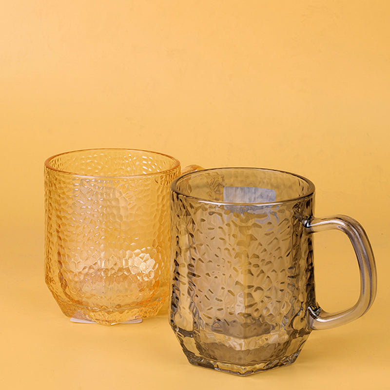 Red Cherry Hexagonal Glass Handle Cup (Amber Smoky Gray Style Random) M.17