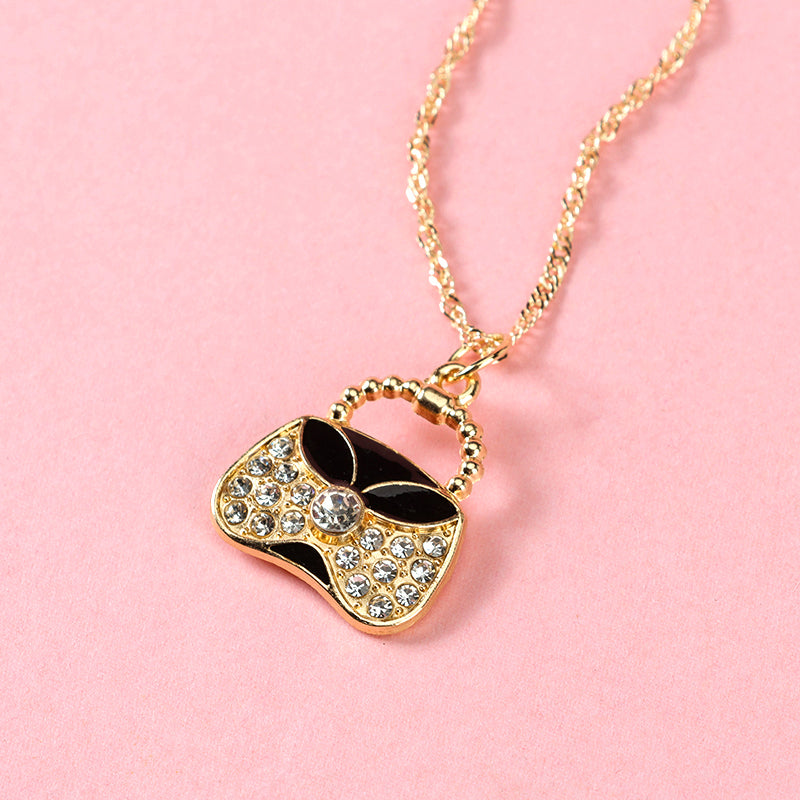 Fashionable Diamond - studded Bag - shaped Necklace M.43