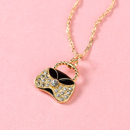 Fashionable Diamond - studded Bag - shaped Necklace M.43