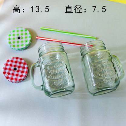 Glass Handle Cup with Straw and Lid M.17