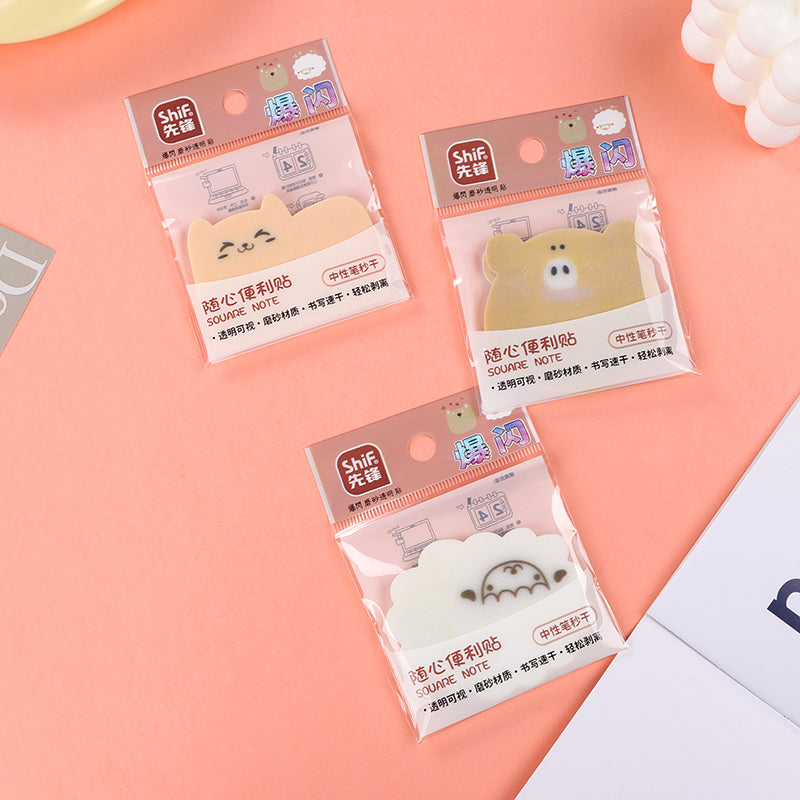 Xianfeng 8697 Glitter Animal Sticky Notes Cute Bear/Rabbit Shape 80g Thick Paper for Students & Families M.81