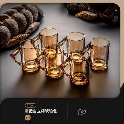 Model ZLB01 Glass Handle Cup (Amber - Ash Color) M.17