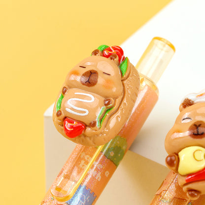 Shengdian 1518A Capybara Rotary Ballpoint Pen (Black) 0.5mm with Rotatable Charm for Stress Relief M.82