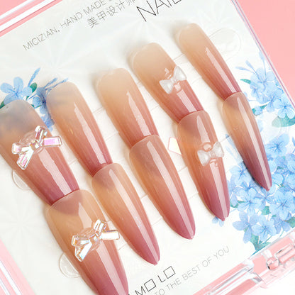 ZJ1023 Large Box Fantasy Color Diamond-studded Fake Nails (Long Style) M.52