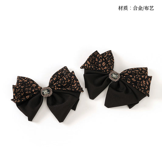 M42 Boxed Two-Tone Leopard Print Zircon Bow Duck Clips