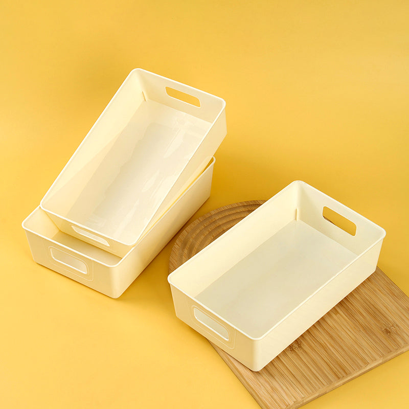 9409 White Rectangular Storage Box Food-Grade PP Minimalist Home Office Organizer M.67
