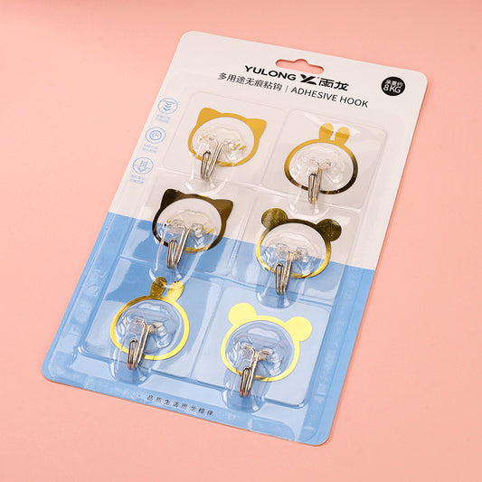 Yulong Model 8051 Adhesive Hooks - 6 Pcs Transparent Cartoon Design M.16