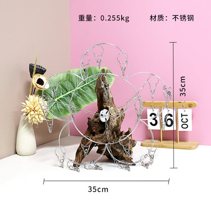 Model 2.1 Wire Plum Blossom - Shaped Sock Rack with 20 Clips M.15 JPDB