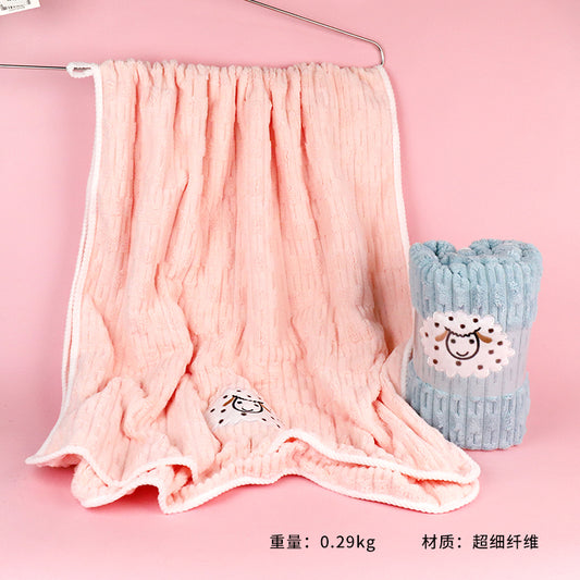 M.25 JPDBModel 6163 Lamb-Shaped Coral Fleece Bath Towel (70cm×140cm)