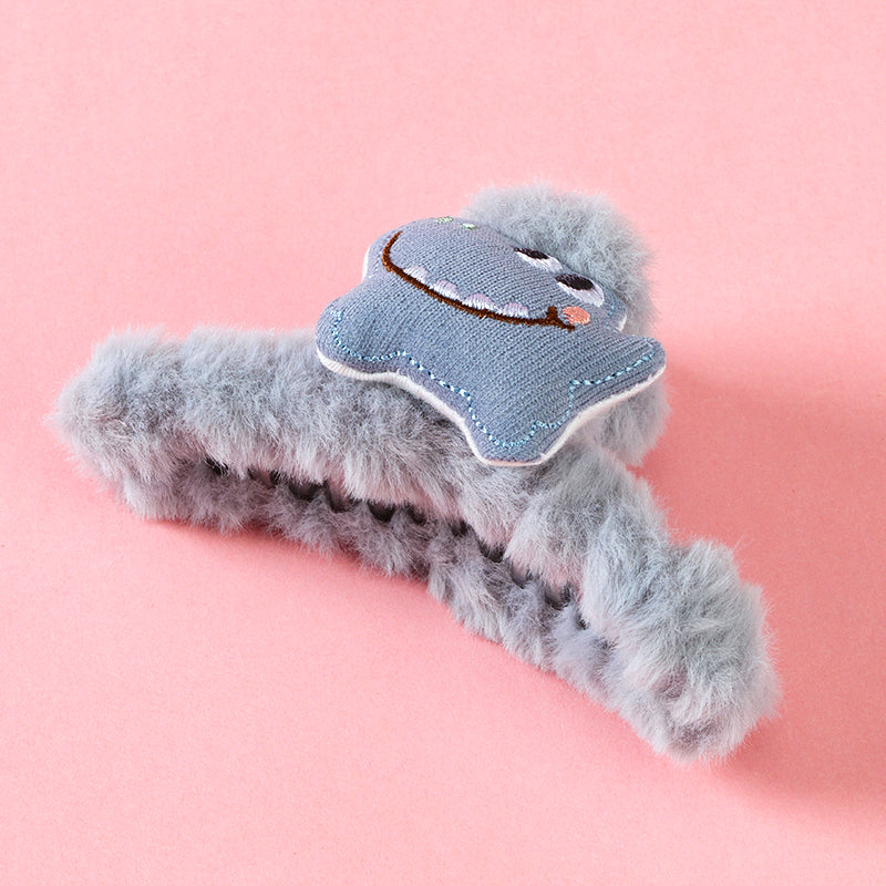 M42 4.33 Inch Large Hair Claw with Plush Dinosaur Design