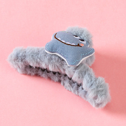 M42 4.33 Inch Large Hair Claw with Plush Dinosaur Design