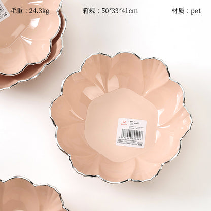 YDL-3221 Hot Stamping Silver Deep Plate Flower-shaped Fruit Plate (10 per pack) M.20