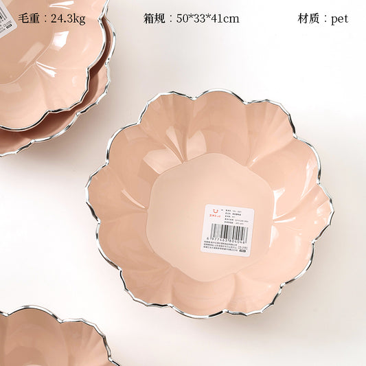 YDL-3221 Hot Stamping Silver Deep Plate Flower-shaped Fruit Plate (10 per pack) M.20