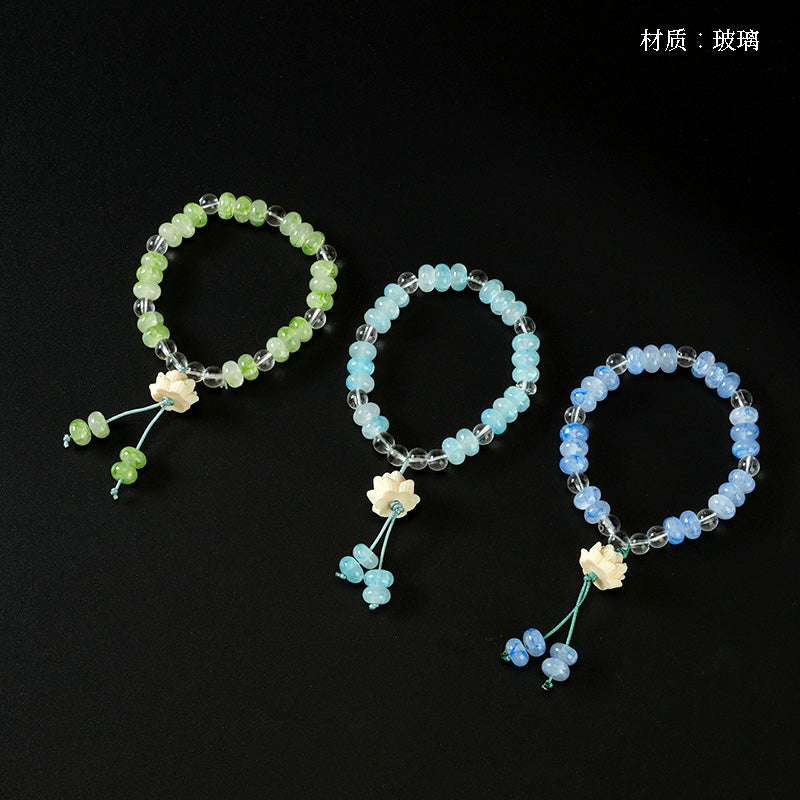 Abacus Bead Lotus Tassel Bracelet  M.43