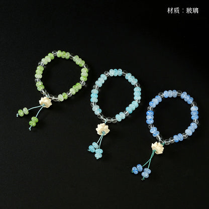Abacus Bead Lotus Tassel Bracelet  M.43