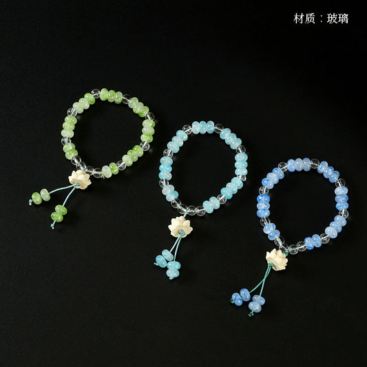 Abacus Bead Lotus Tassel Bracelet  M.43