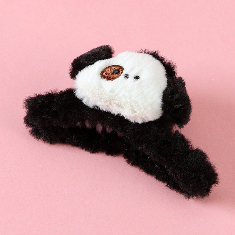 M42 4.33 Inch Large Hair Claw with Plush Flower Puppy Design