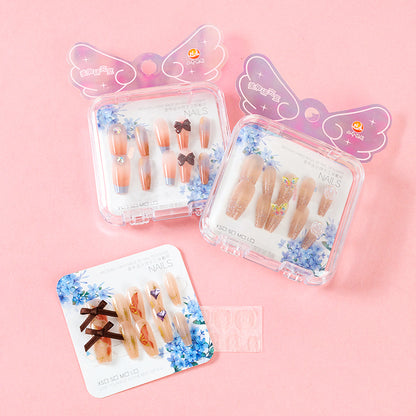 ZJ1023 Large Box Fantasy Color Diamond-studded Fake Nails (Long Style) M.52