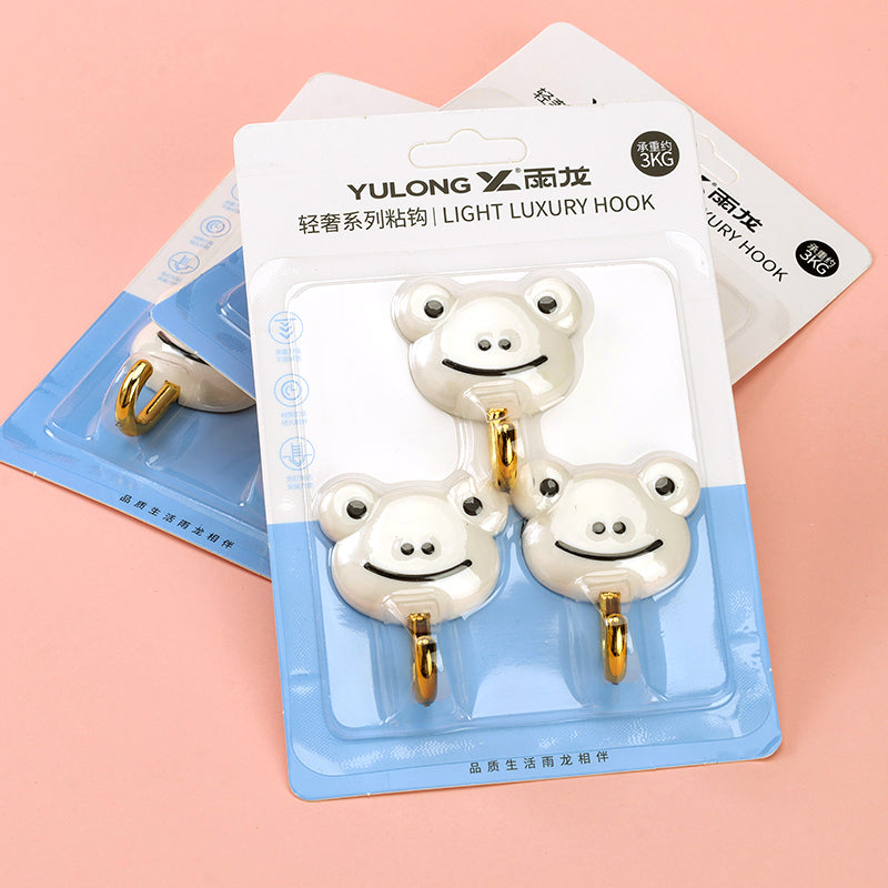 Yulong Model 8077 Adhesive Hooks - 3 Pcs Frog Design M.16
