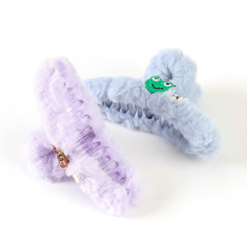 M42 4.33 Inch Large Hair Claw with Yarn Cartoon & Crystal Plush Texture