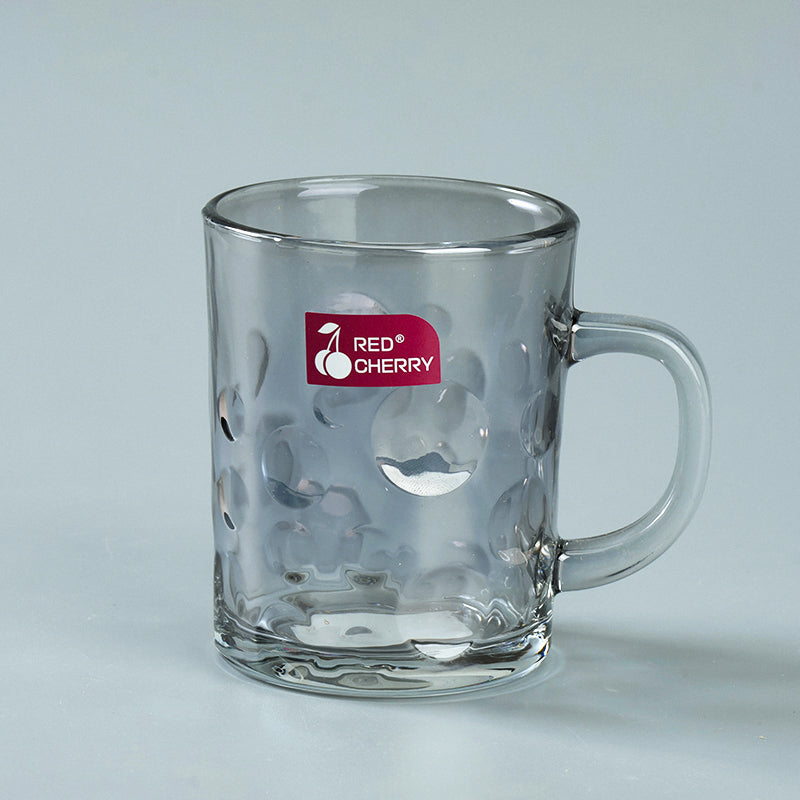 Vaso de vidrio Red Cherry modelo 25008PP con asa de vidrio (gris ahumado ámbar) 