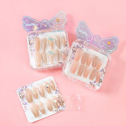 ZJ1024 Medium Box Magic Color Diamond-studded Fake Nails (Long Style) M.52