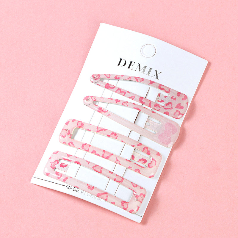 M42 Boxed Four-piece Colorful Leopard Print Bobby Pins