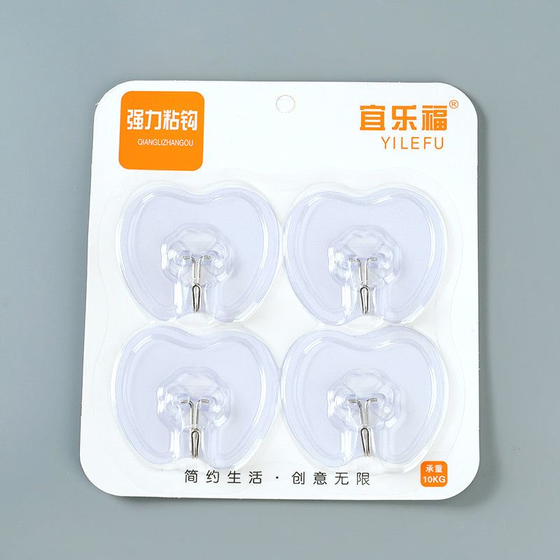 Brand Yilefu Model 8077 Adhesive Hooks - 4 Pcs Apple Shape Transparent Type M.16
