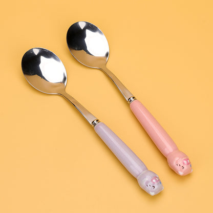 HSA-14 McDull Pig Ceramic Handle No.2 Round Spoon M.66