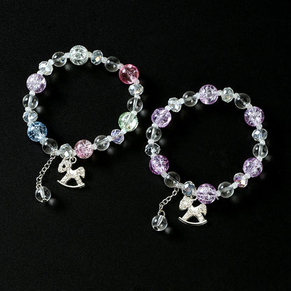 Cracked Bead Diamond-Accented Pony Charm Bracelet  M.43