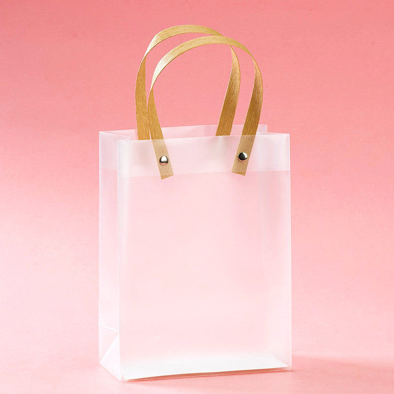 Bolsa de regalo pequeña transparente esmerilada con remaches (vertical) 7,87 x 2,76 x 5,91 pulgadas 