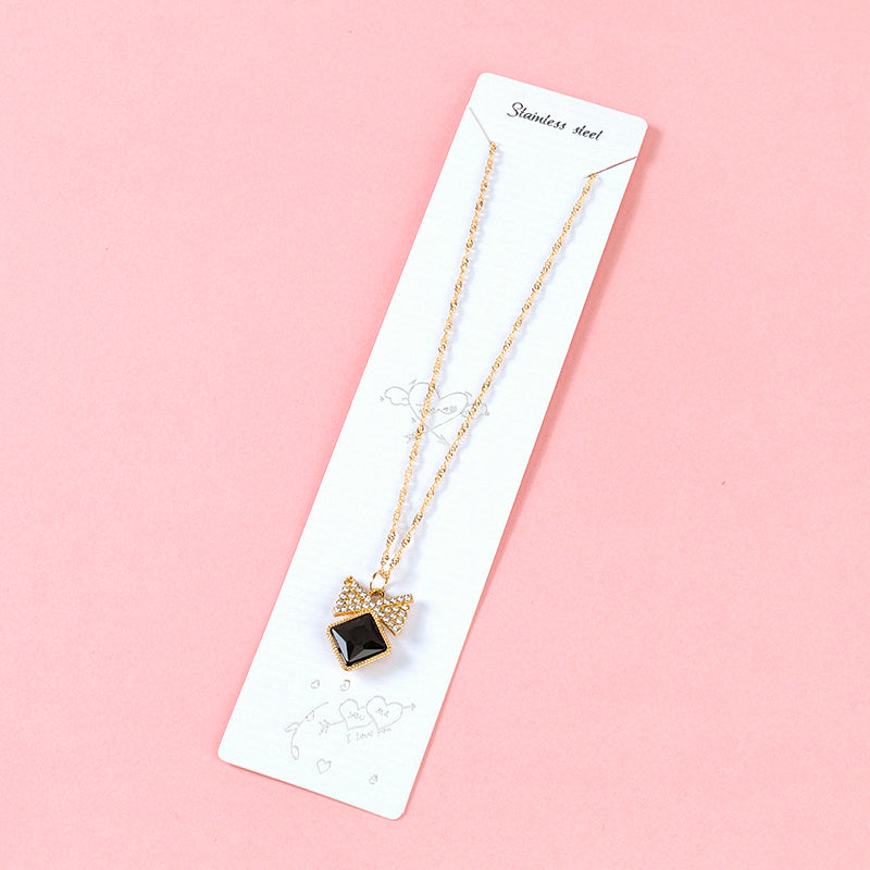 Cubic Zirconia Micro - Pave Bow - shaped Necklace M.43