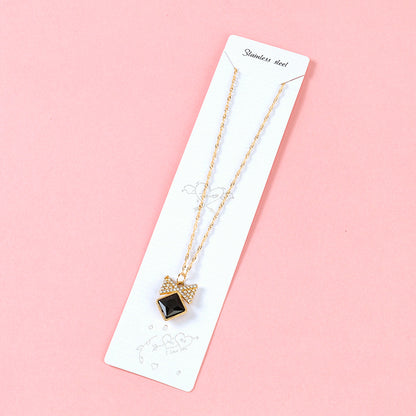 Cubic Zirconia Micro - Pave Bow - shaped Necklace M.43