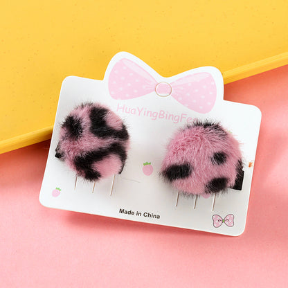 M42 Boxed set of leopard-print pom-pom paired duck clips