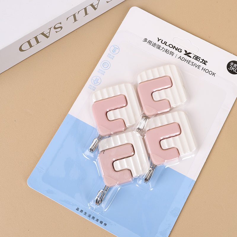 Yulong Model 8066 Adhesive Hooks - 4 Pcs Geometric Pattern Design M.16