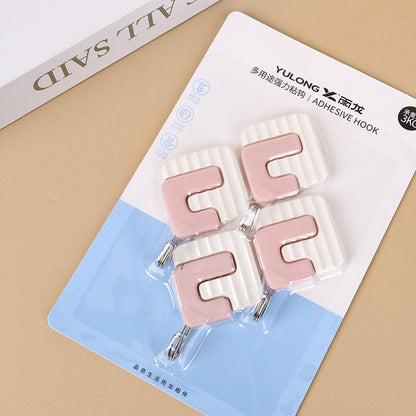 Yulong Model 8066 Adhesive Hooks - 4 Pcs Geometric Pattern Design M.16