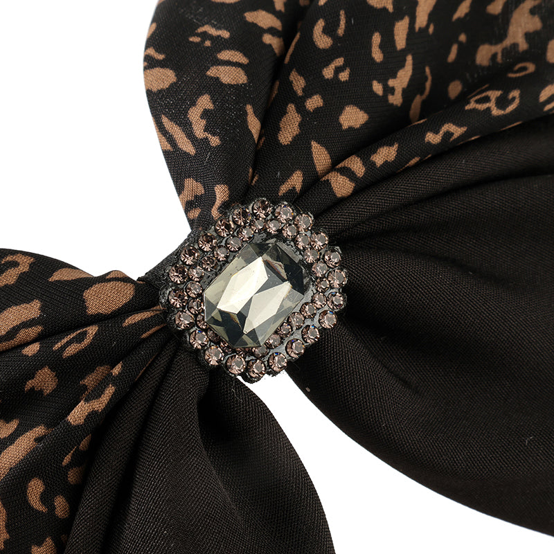 M42 Boxed Two-Tone Leopard Print Zircon Bow Duck Clips