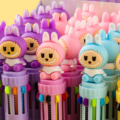 Labubu Co-Branded 10-Color Pen 7011-1296 Retractable 0.5mm Smooth Writing School Supplies M.82