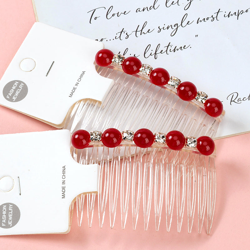 M42 Transparent Hair Comb Adorned with Beads & Crystals, Boxed
