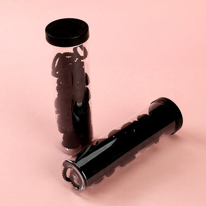 M42 Black Ribbed Terry Cloth Hair Ties for Children in a Bucket (80 Pieces)