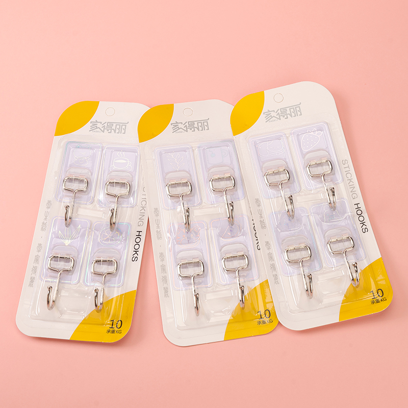 Model JDL363 Adhesive Hooks - 4 Pcs Transparent Flower Design M.16