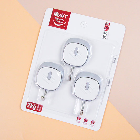 Qiaoxiaoya Model 9238 Adhesive Hooks - 3 Pcs Color-Block Square Design M.16