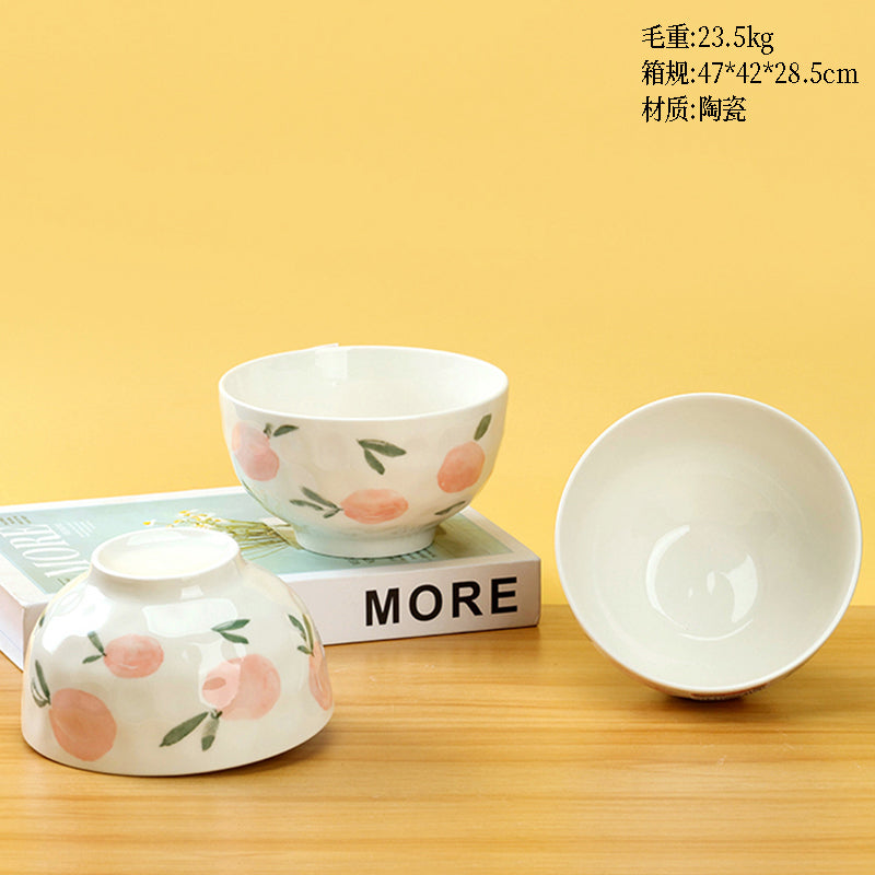 5-inch Mingxin Rainstone Bowl with Honey Peach Pattern M.66 JPDB