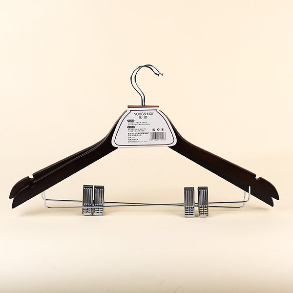 Model 211 Maple Wood Clothes Hanger with Clips (2 Pieces/Pack) M.15 JPDB
