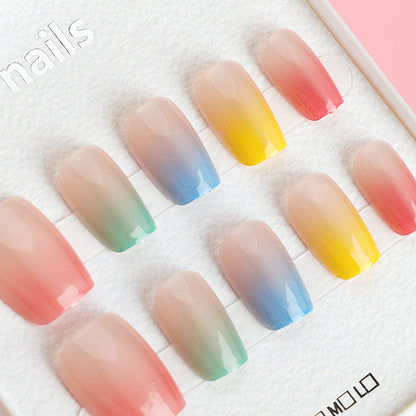 ZJ1018 Cat's Eye Printed Short Fake Nails M.52