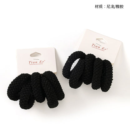 M42 5 Black Corn Velvet Hair Ties on Hang Card - Soft & Non-Scratch for Daily