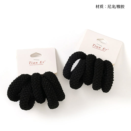 M42 5 Black Corn Velvet Hair Ties on Hang Card - Soft & Non-Scratch for Daily