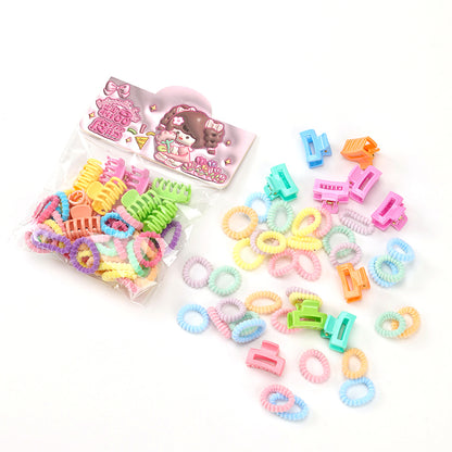 M42 Colored Children's Terry Cloth Hair Ties + Mini Hair Clips Set (30 Pieces)